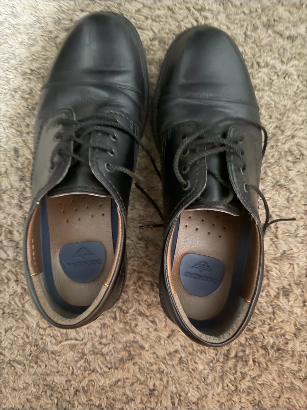 Dockers Black Leather Lace-Up Oxfords
